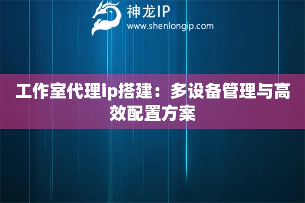 工作室代理ip搭建：多设备管理与高效配置方案