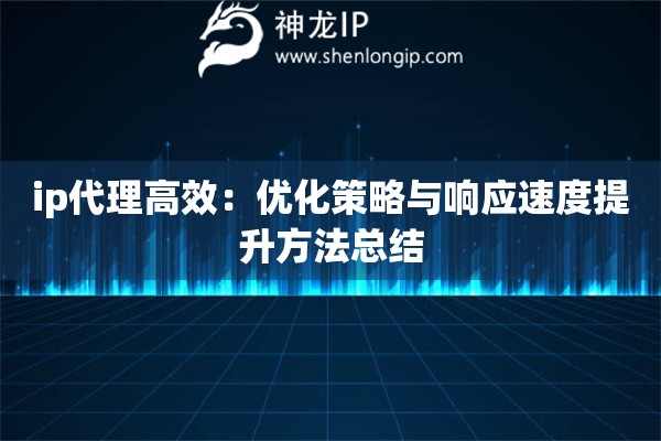ip代理高效：优化策略与响应速度提升方法总结
