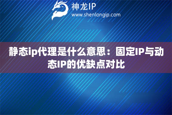 静态ip代理是什么意思：固定IP与动态IP的优缺点对比