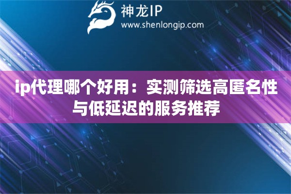 ip代理哪个好用：实测筛选高匿名性与低延迟的服务推荐
