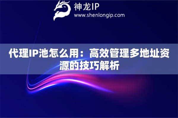代理IP池怎么用：高效管理多地址资源的技巧解析