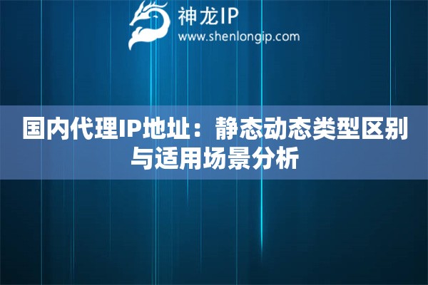 国内代理IP地址：静态动态类型区别与适用场景分析