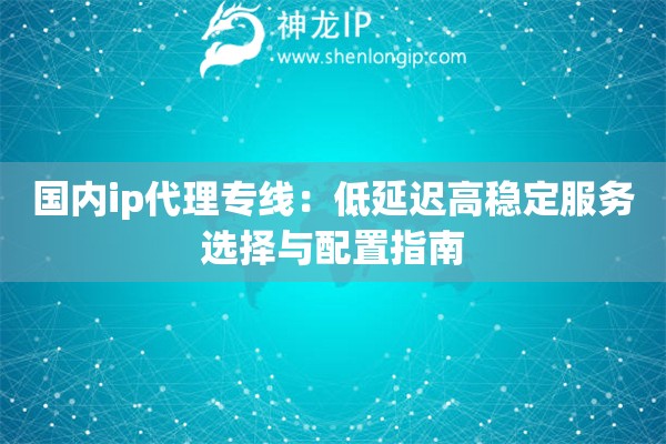 国内ip代理专线：低延迟高稳定服务选择与配置指南