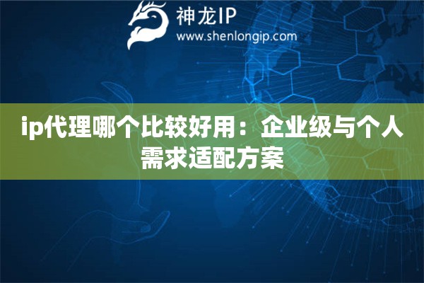 ip代理哪个比较好用：企业级与个人需求适配方案