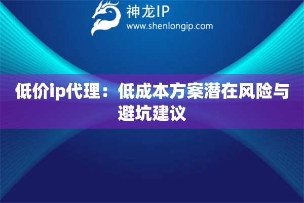 低价ip代理：低成本方案潜在风险与避坑建议