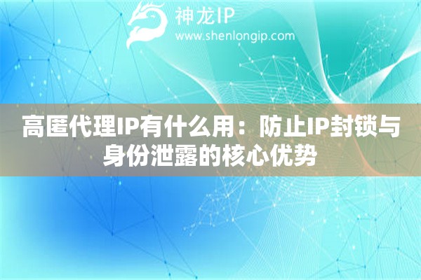 高匿代理IP有什么用：防止IP封锁与身份泄露的核心优势