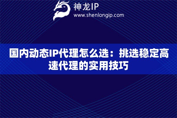 国内动态IP代理怎么选：挑选稳定高速代理的实用技巧