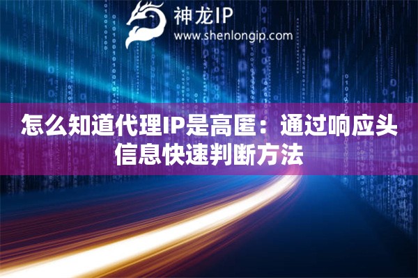 怎么知道代理IP是高匿：通过响应头信息快速判断方法