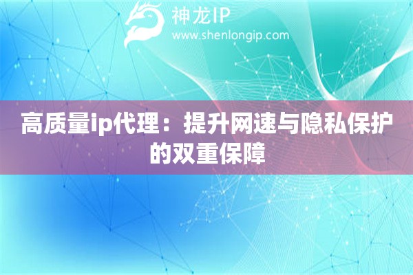 高质量ip代理：提升网速与隐私保护的双重保障