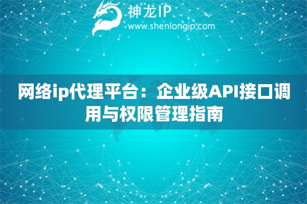 网络ip代理平台：企业级API接口调用与权限管理指南