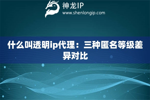 什么叫透明ip代理：三种匿名等级差异对比