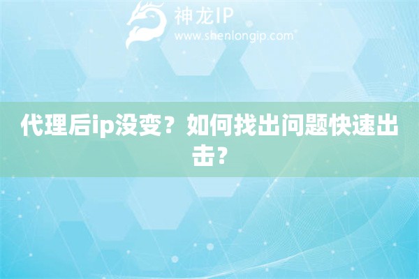 代理后ip没变？如何找出问题快速出击？