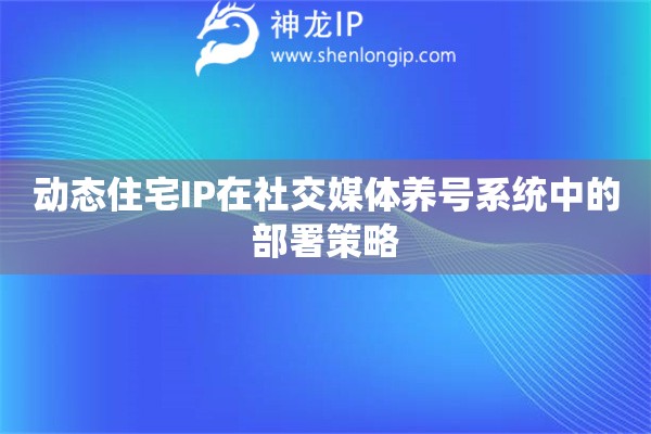 动态住宅IP在社交媒体养号系统中的部署策略