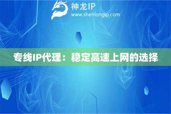 专线IP代理：稳定高速上网的选择