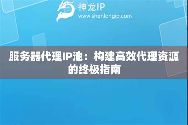 服务器代理IP池：构建高效代理资源的终极指南