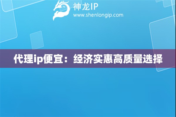 代理ip便宜：经济实惠高质量选择