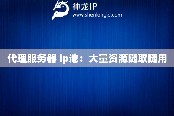 代理服务器 ip池：大量资源随取随用