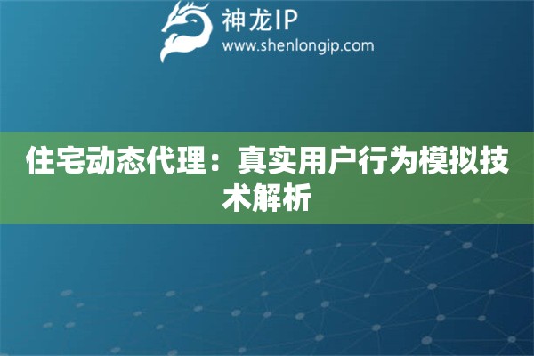 住宅动态代理：真实用户行为模拟技术解析