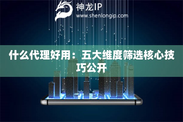 什么代理好用：五大维度筛选核心技巧公开
