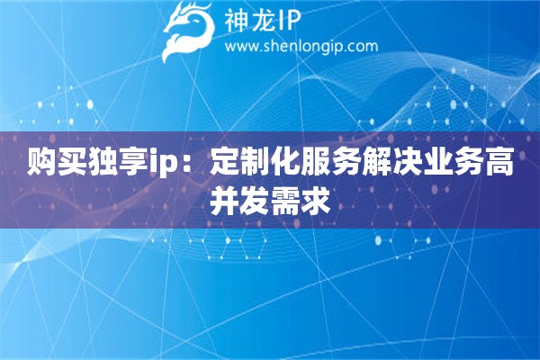 购买独享ip：定制化服务解决业务高并发需求
