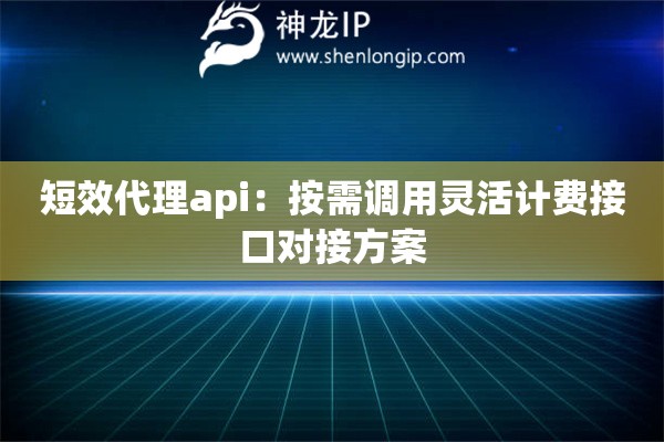 短效代理api：按需调用灵活计费接口对接方案