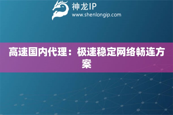 高速国内代理：极速稳定网络畅连方案