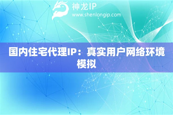 国内住宅代理IP：真实用户网络环境模拟