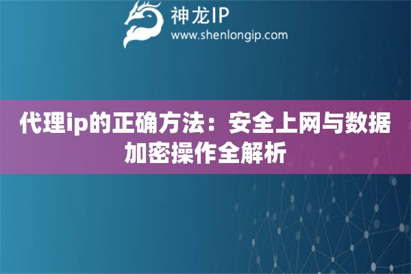 代理ip的正确方法：安全上网与数据加密操作全解析