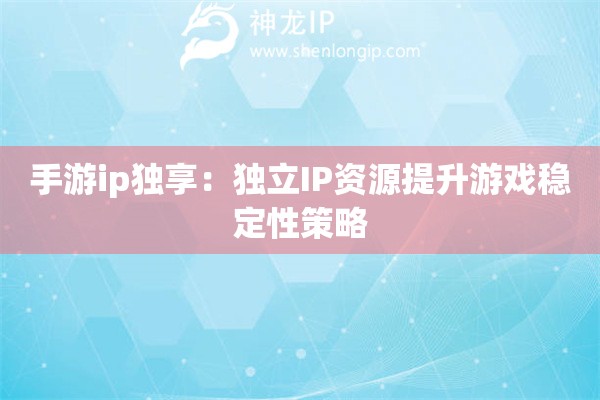 手游ip独享：独立IP资源提升游戏稳定性策略