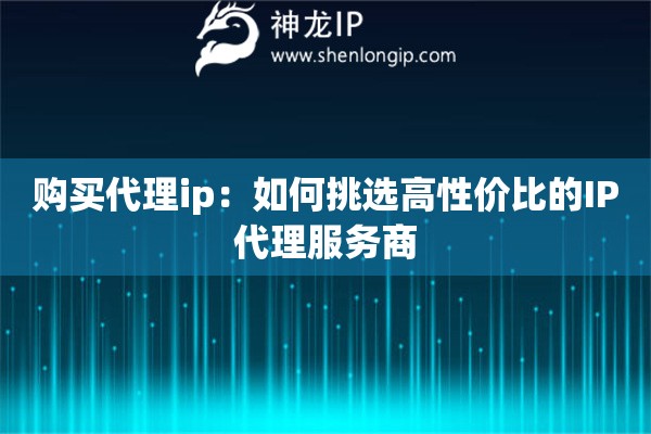 购买代理ip：如何挑选高性价比的IP代理服务商