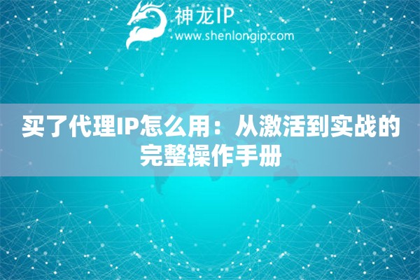 买了代理IP怎么用：从激活到实战的完整操作手册