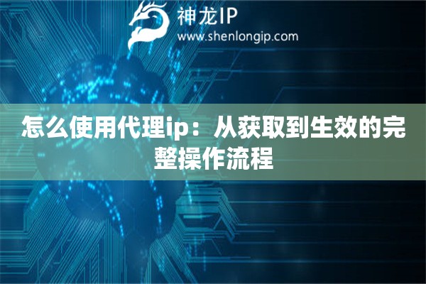怎么使用代理ip：从获取到生效的完整操作流程
