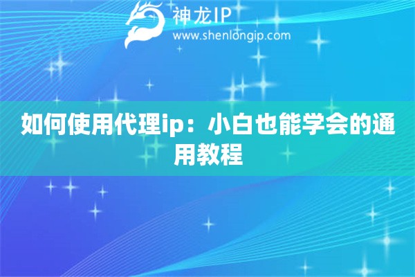 如何使用代理ip：小白也能学会的通用教程