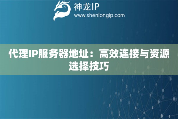 代理IP服务器地址：高效连接与资源选择技巧