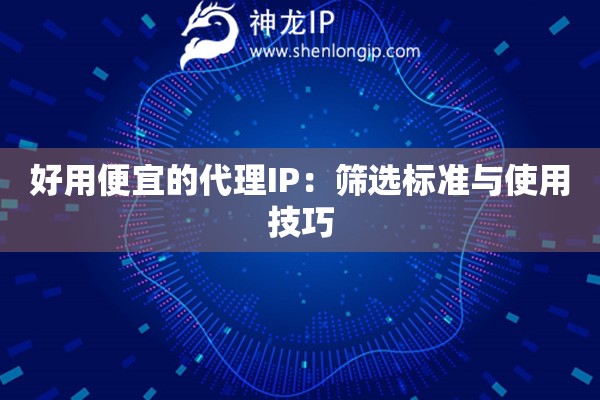 好用便宜的代理IP：筛选标准与使用技巧