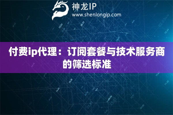 付费ip代理：订阅套餐与技术服务商的筛选标准