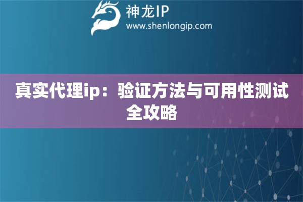 真实代理ip：验证方法与可用性测试全攻略