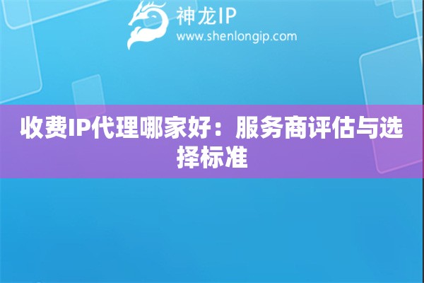 收费IP代理哪家好：服务商评估与选择标准