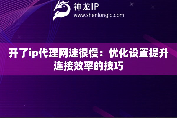 开了ip代理网速很慢：优化设置提升连接效率的技巧
