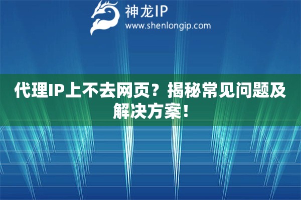 代理IP上不去网页？揭秘常见问题及解决方案！