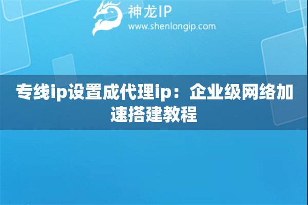 专线ip设置成代理ip：企业级网络加速搭建教程