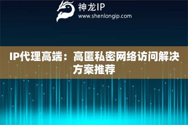 IP代理高端：高匿私密网络访问解决方案推荐