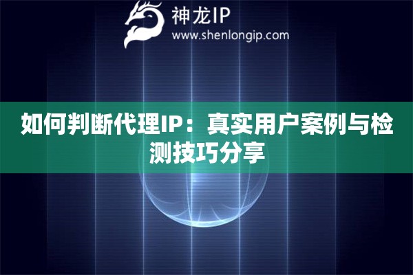 如何判断代理IP：真实用户案例与检测技巧分享