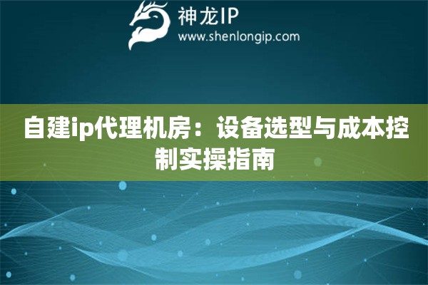 自建ip代理机房：设备选型与成本控制实操指南