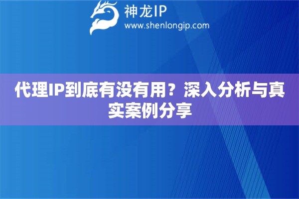 代理IP到底有没有用？深入分析与真实案例分享