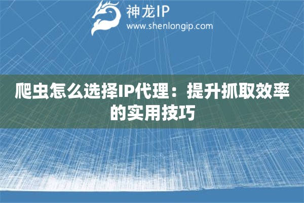 爬虫怎么选择IP代理：提升抓取效率的实用技巧