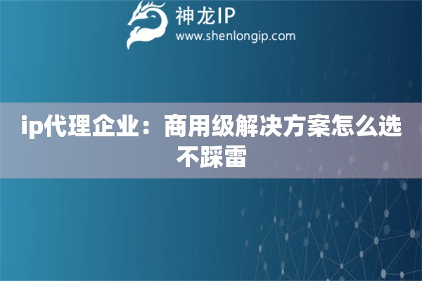 ip代理企业：商用级解决方案怎么选不踩雷
