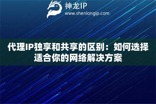 代理IP独享和共享的区别：如何选择适合你的网络解决方案