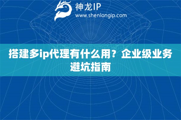 搭建多ip代理有什么用？企业级业务避坑指南