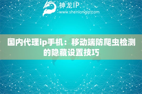 国内代理ip手机：移动端防爬虫检测的隐藏设置技巧